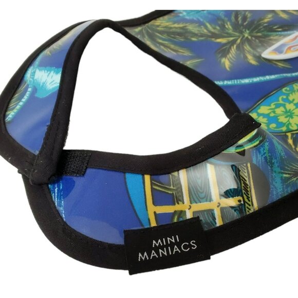 Vinyl Baby Infant Bib Mini Maniacs Slick Surf Ocean Tropical Palm Vegan Leather - Picture 3 of 8